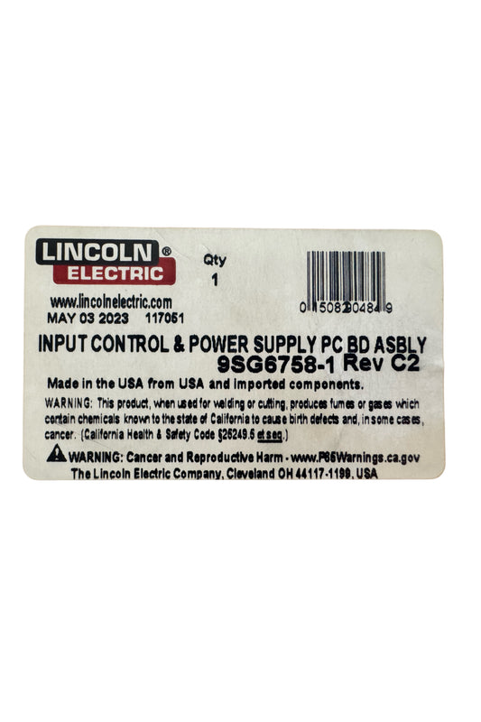 Lincoln Electric - 9SG6758-1, G6758-1 - INPUT CONTROL & POWER SUPPLY PC BD ASBLY